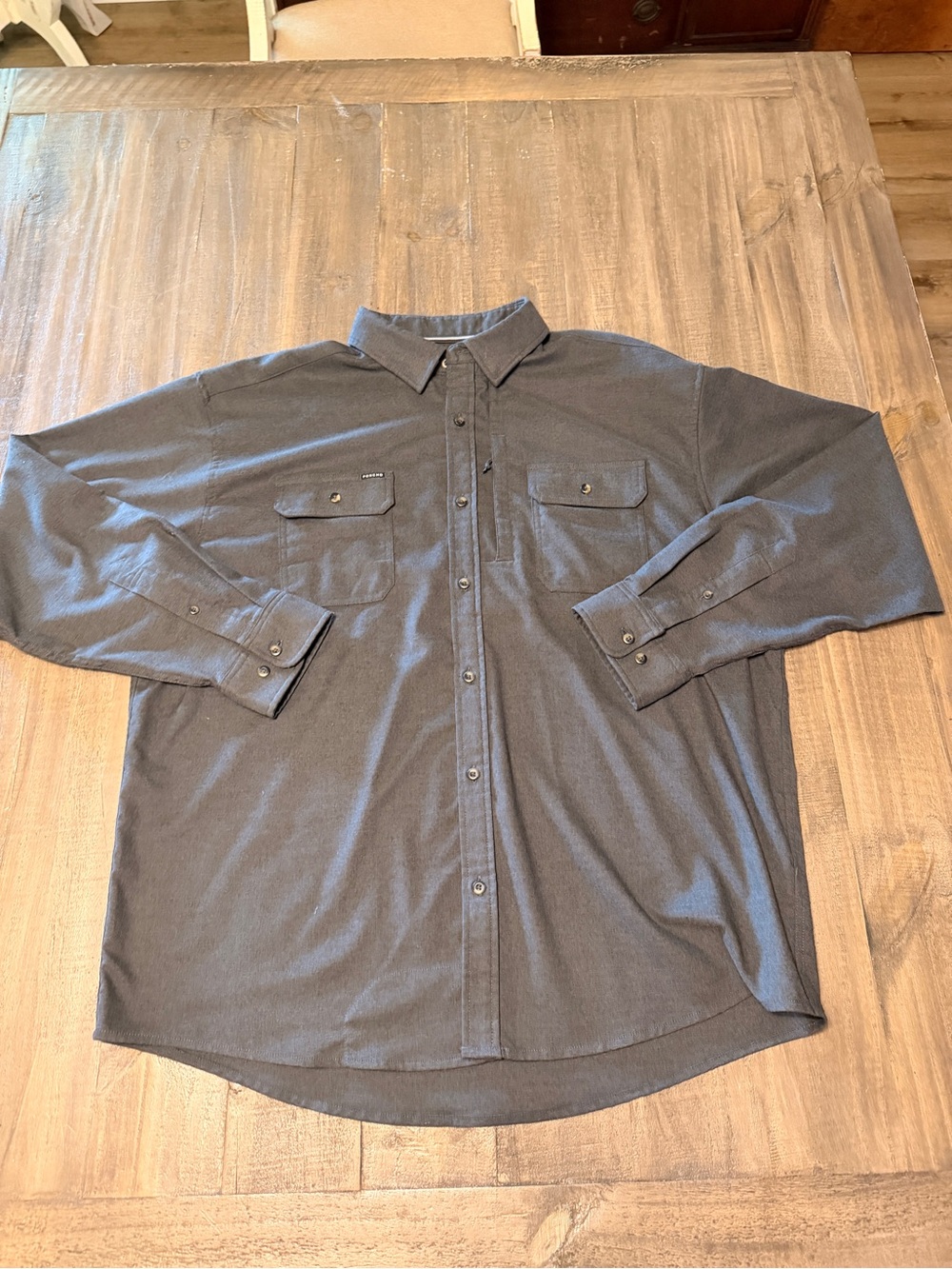 Poncho The Nighthawk Performance Flannel Shirt Men XL Gray Long Sleeve Outdoors